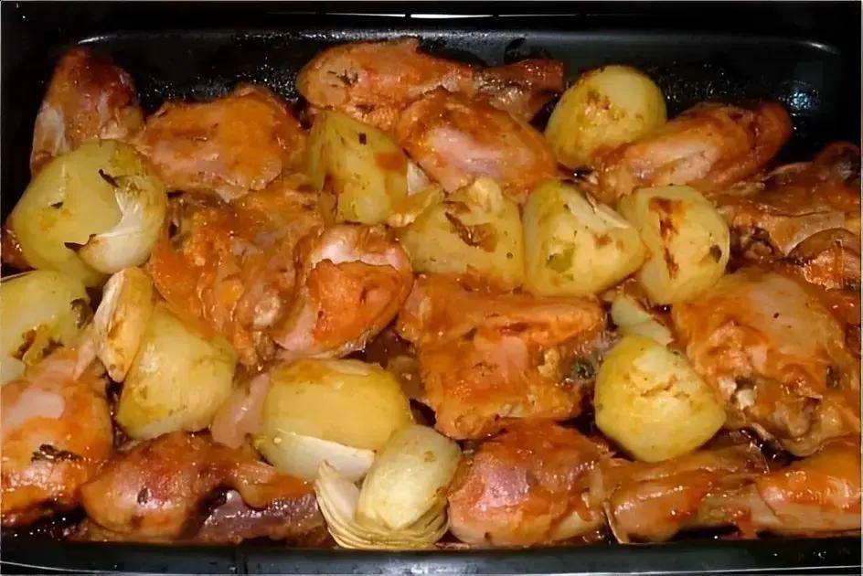 Frango assado com batatas