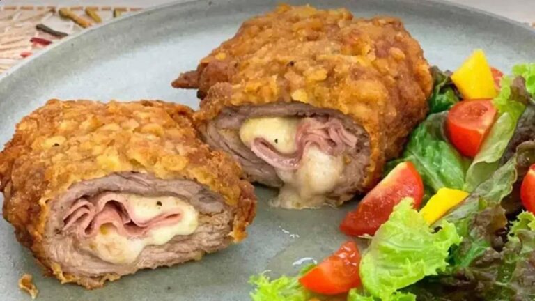 bife a rolê com presunto e queijo